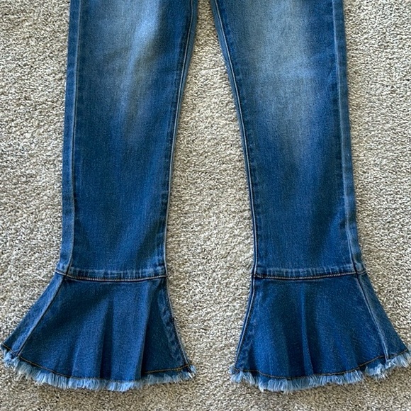 Girls Hayden Cropped Frill Flare Jeans - Picture 3 of 6